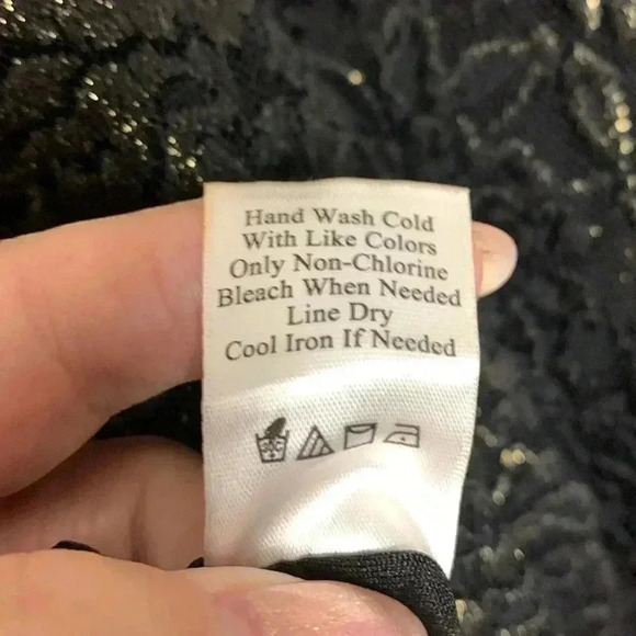 Grayson Holiday  Season Black/Gold Boatneck Collar, Long Sleeves, Stretch, Lined - Picture 6 of 7